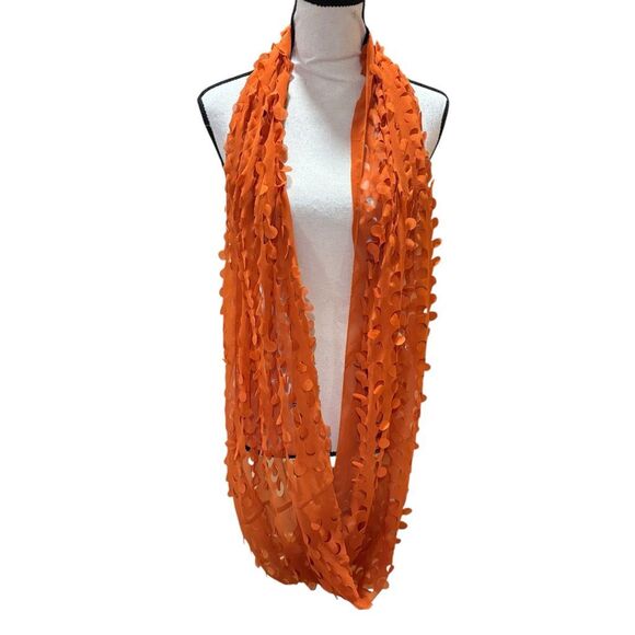G by Guess Infinity Orange Scarf with Cutout Circles Punk Rock/ Grunge - Picture 2 of 5